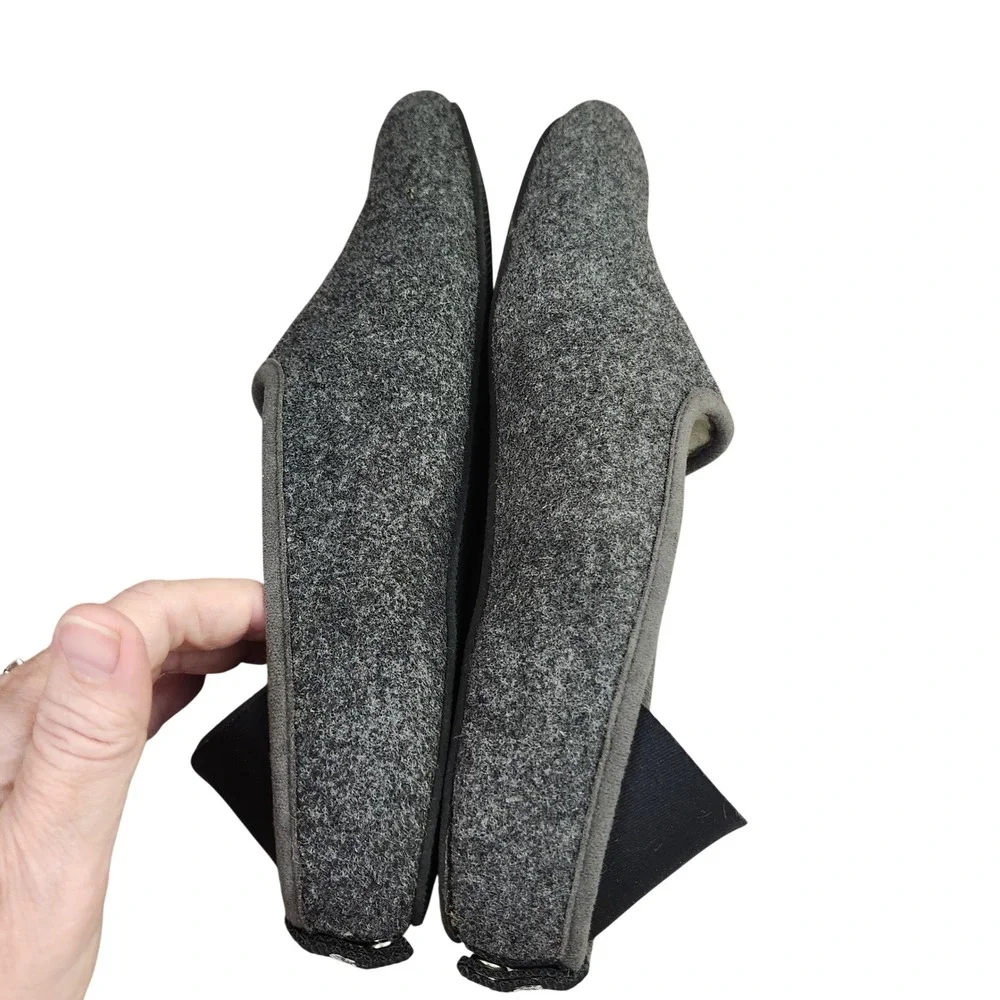 Mahabis Classic Wool Slippers Charcoal Grey wool Lined  Mens 11.5-12 Felt Cozy